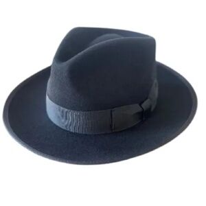 NWT Lihua Brand Womens Wool Felt Fedora Hat Black Bow Band